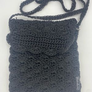 Small knit black shoulder bag